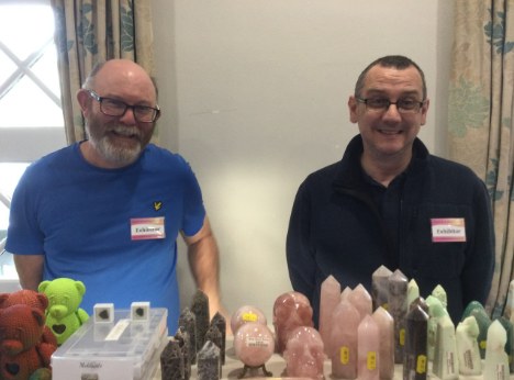 Two exhibitors with crystals